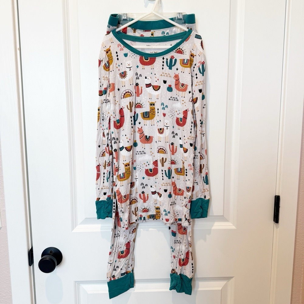 Little Sleepies Kids Llama Long Sleeve Pajamas Size 12-14 Bamboo Stretch Unisex